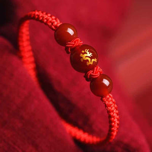  Chinese Zodiac Red-String Bracelet - Natural Red Agate | Lucky Amulet