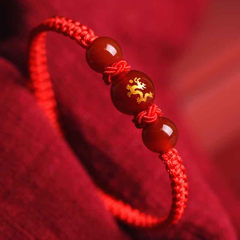  Chinese Zodiac Red-String Bracelet - Natural Red Agate | Lucky Amulet