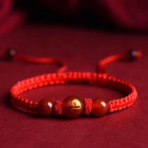  Chinese Zodiac Red-String Bracelet - Natural Red Agate | Lucky Amulet