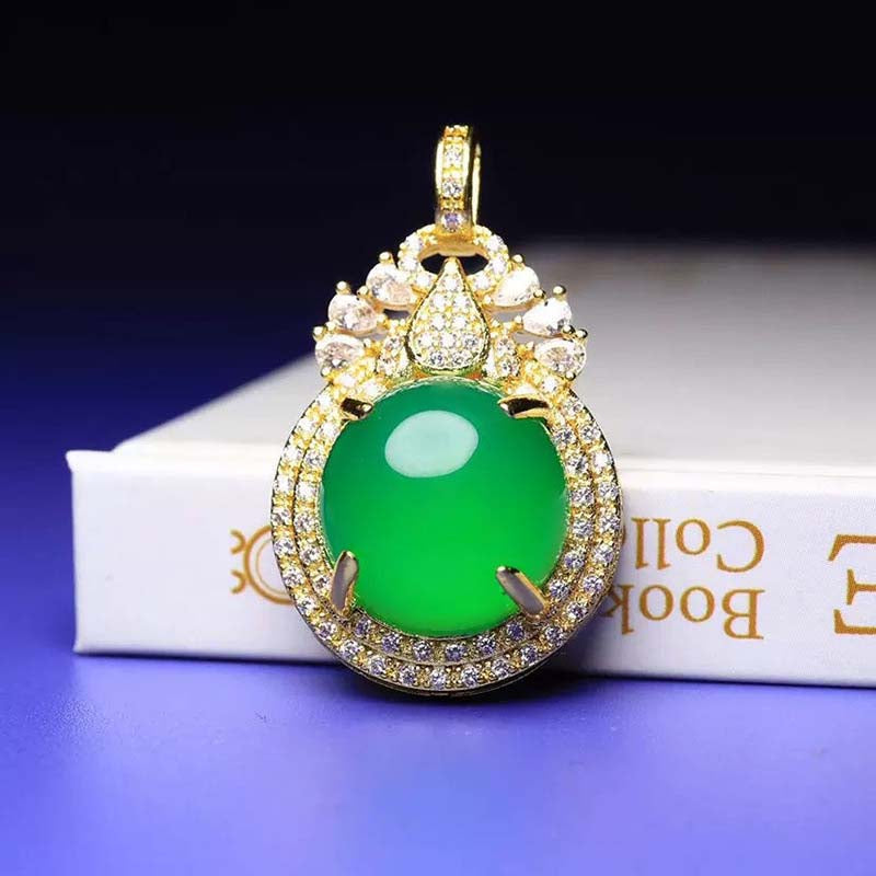 Chrysoprase Pendant - Chinese Style Gemstone Jewelry (Pendant and Buckle Only)
