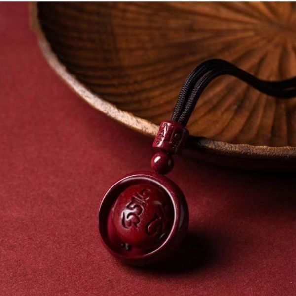 Cinnabar Bead Om Mani Padme Hum Love and Compassion Necklace