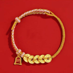 Hand-woven red string craftsmanship Coin Charm Bracelet