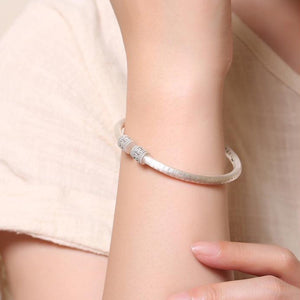 Copper Plated Silver Double Beads Six Syllable Mantra Love and Compassion Bracelet