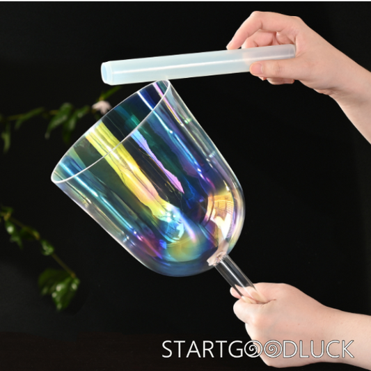 Crystal Singing Bowl With Handle | Colorful Crystal Bowl | Relieve Pressure