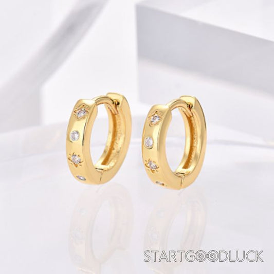 Diamond Stars Plated Gold/Silver Hoop Earrings | Casual Daily Outfits