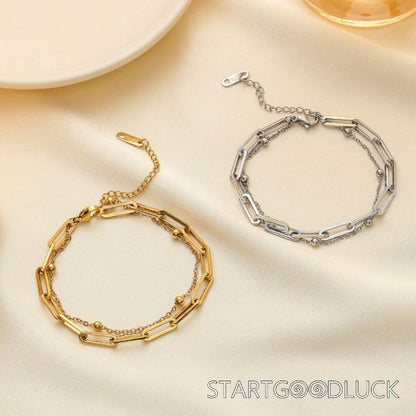 Double Layer Paperclip Bracelet | Gold/Silver Bracelet