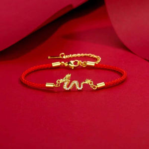 Lucky Dragon Bracelet with Red Rope Handmade Gift