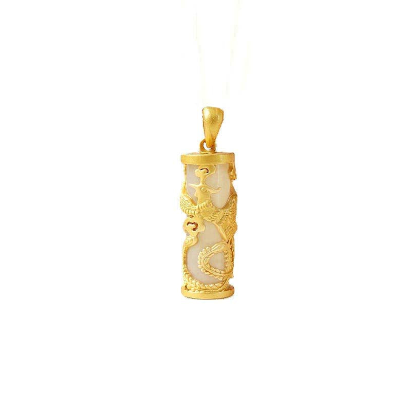 Dragon Phoenix jade Pendant - Chinese - Style Lucky Charm (pendant only)