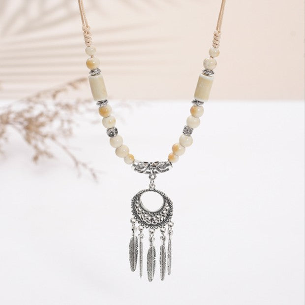 Dream Catcher Necklace |  Ceramic beads Necklace | Ethnic minority style