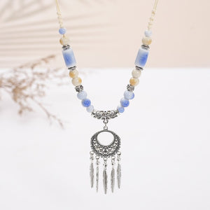 Dream Catcher Necklace |  Ceramic beads Necklace | Ethnic minority style