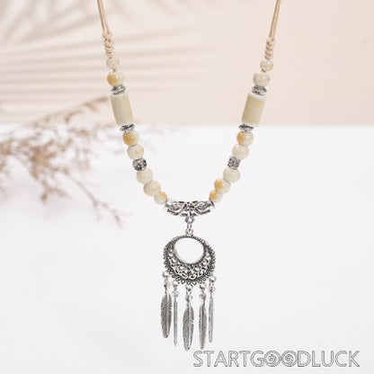 Dream Catcher Necklace |  Ceramic beads Necklace | Ethnic minority style