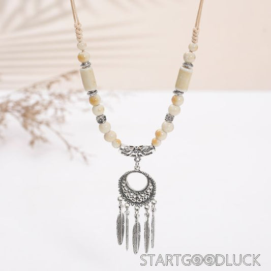 Dream Catcher Necklace |  Ceramic beads Necklace | Ethnic minority style