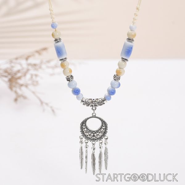 Dream Catcher Necklace |  Ceramic beads Necklace | Ethnic minority style