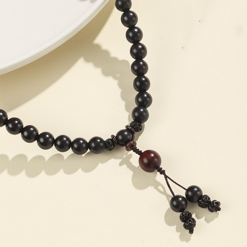 Ebony Frosted Rosewood Beaded Rosary Bracelet Bring Peace and Tranquility 