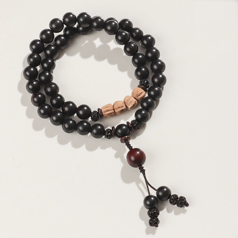 Ebony Frosted Rosewood Beaded Rosary Bracelet Bring Peace and Tranquility 