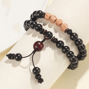 Ebony Frosted Rosewood Beaded Rosary Bracelet Bring Peace and Tranquility 