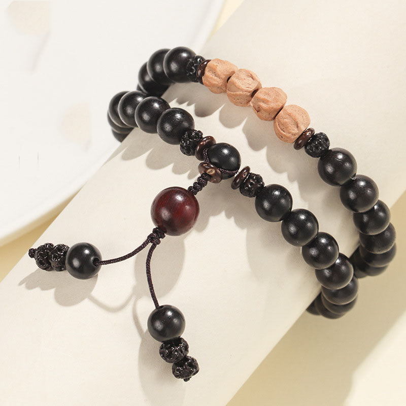 Ebony Frosted Rosewood Beaded Rosary Bracelet Bring Peace and Tranquility 