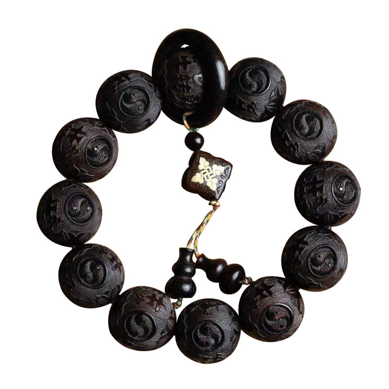 Ebony Running Horse With Yinyang Calming and Sleep-promoting Bracelet