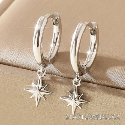 Eight Awn Start Pandant Earrings | Plated Gold or Silver Earrings | Versatile basic clothing items