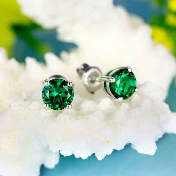 Emerald Zircon Stud Earrings | Minimalist Accessories | 7mm Earrings