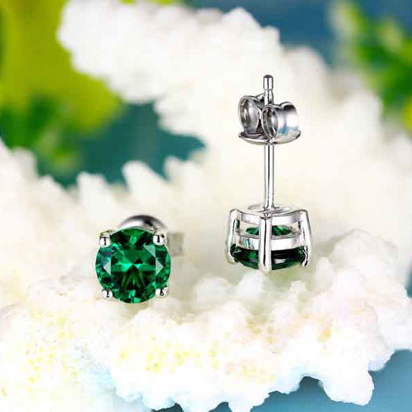 Emerald Zircon Stud Earrings | Minimalist Accessories | 7mm Earrings