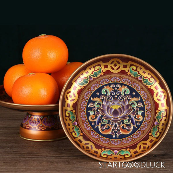 Enameled Buddhist Fruit Plates - StartGoodLuck