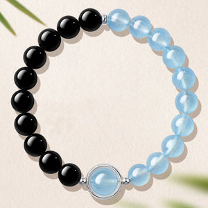 Feng Shui Bracelet with Black Obsidian & Aquamarine – StartGoodLuck