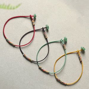Five-color Rope Red String Jade Lock Love and Luck Bracelet