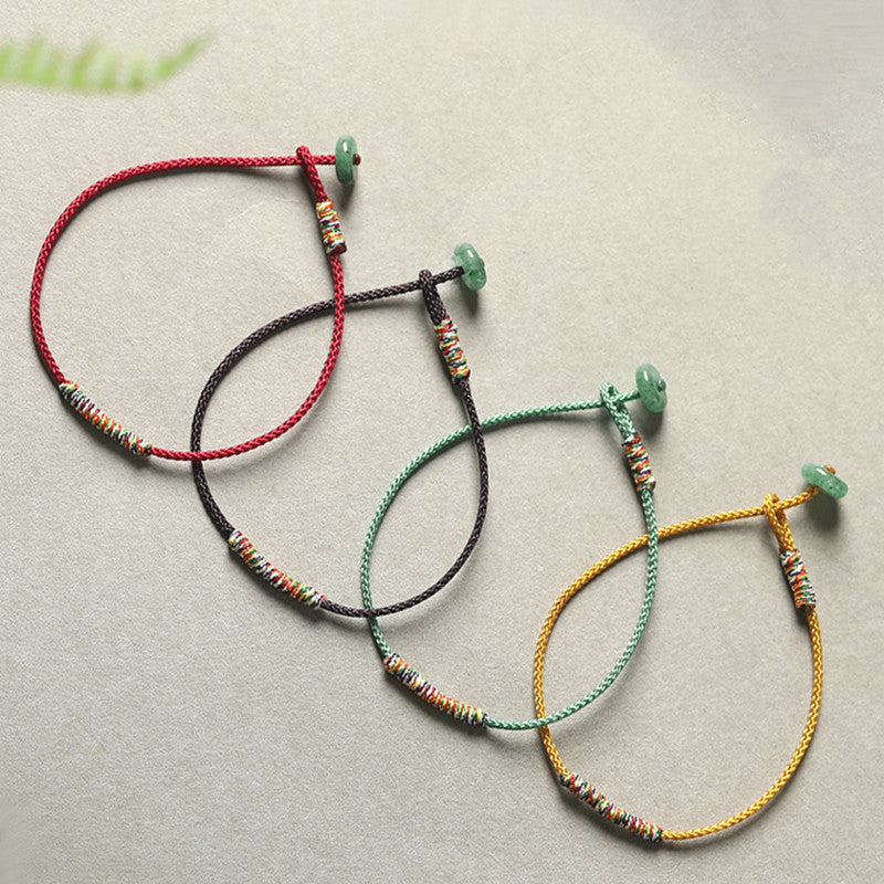 Five-color Rope Red String Jade Lock Love and Luck Bracelet