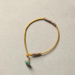 Five-color Rope Red String Jade Lock Love and Luck Bracelet