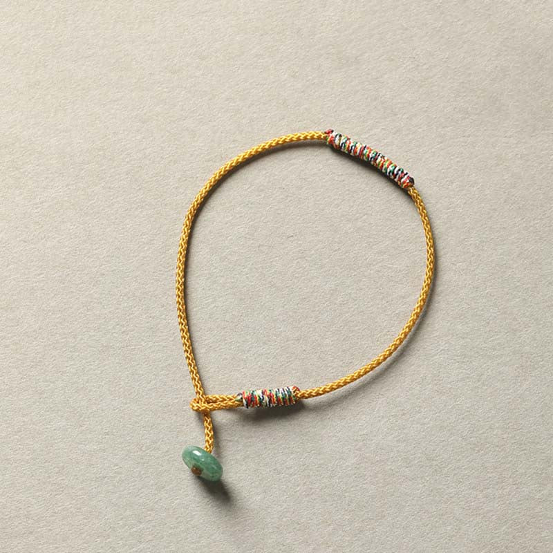 Five-color Rope Red String Jade Lock Love and Luck Bracelet