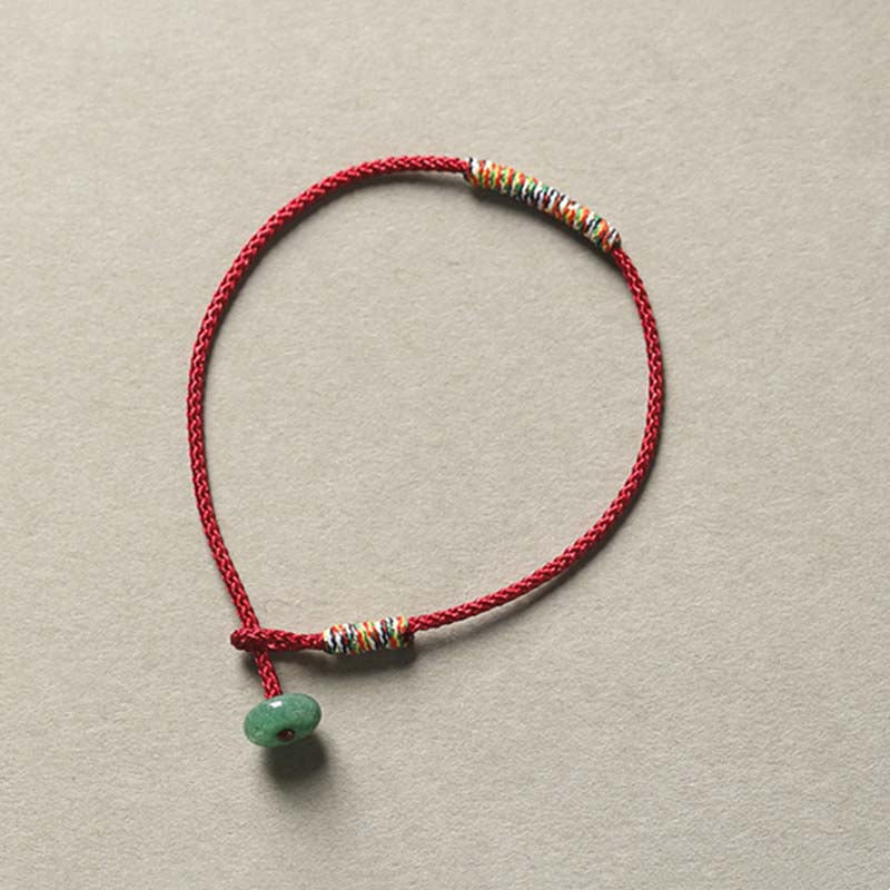 Five-color Rope Red String Jade Lock Love and Luck Bracelet