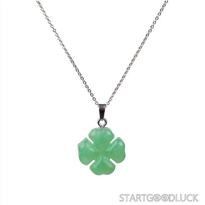 Four-Leaf Clover Jade Necklace on Golden/Silver Chain: Luck & Timeless Charm