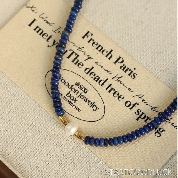 Freshwater Pearl Jewelry - Elegant Lapis Lazuli chain Chic pearl Accessory
