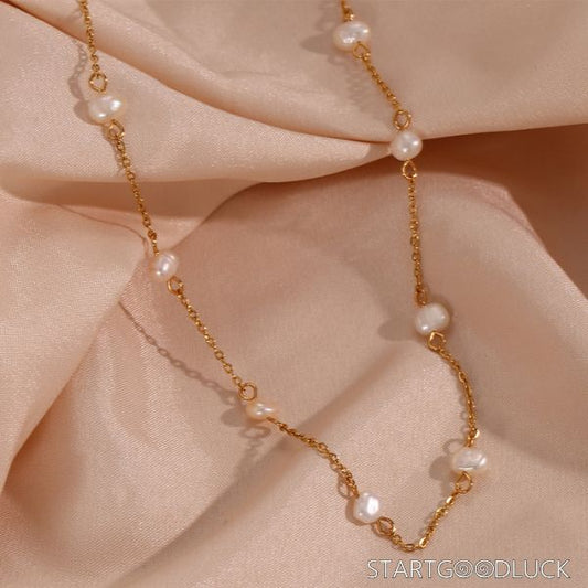 Freshwater Pearl Necklace  - Dainty Boho Layered Jewelry for Women