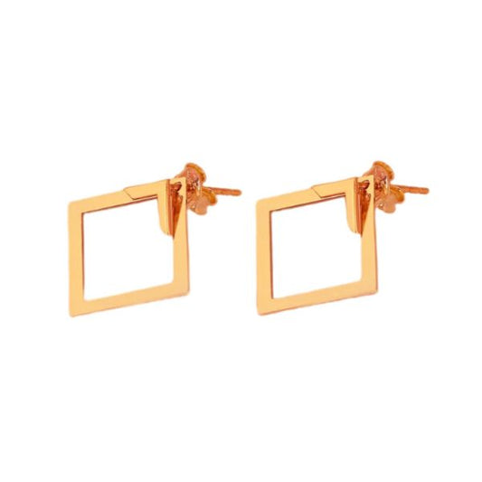 Geometric Square Earrings | Stainless Steel Earrings | 3 Colors Minimalist Style Earrings