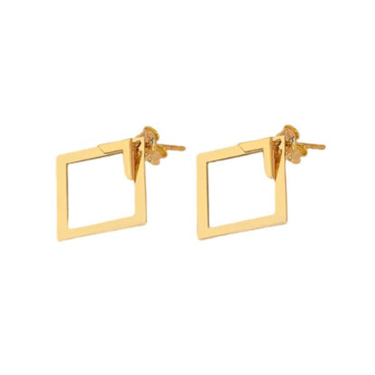 Geometric Square Earrings | Stainless Steel Earrings | 3 Colors Minimalist Style Earrings