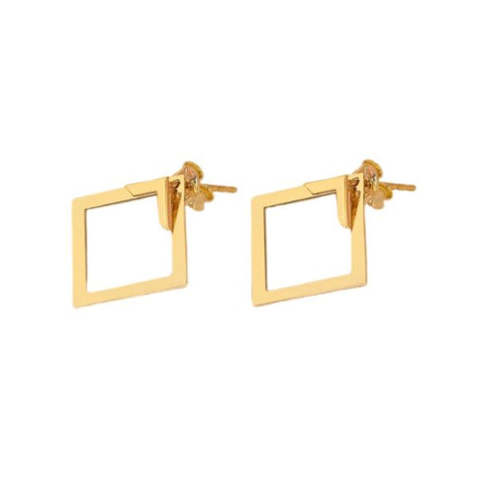 Geometric Square Earrings | Stainless Steel Earrings | 3 Colors Minimalist Style Earrings