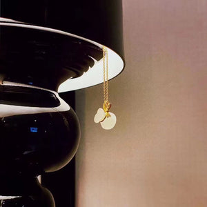 Gold-Plated Jade Gourd Pendant Zircon Balance and Harmony Necklace