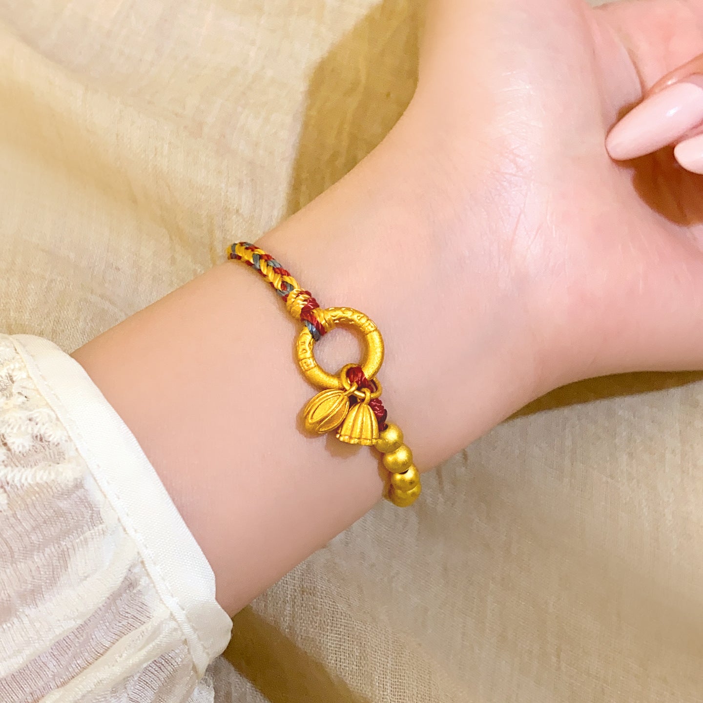 Gold-Plated Lotus Bracelet for Peace, Luck & Love