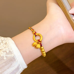 Gold-Plated Lotus Bracelet for Peace, Luck & Love