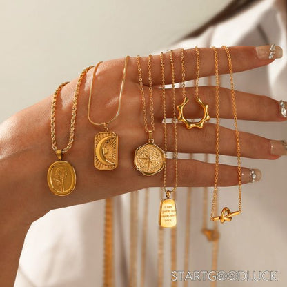 Gold Pendant Necklace - Bohemian Style Statement Necklace