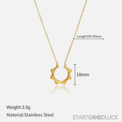 Gold Pendant Necklace - Bohemian Style Statement Necklace
