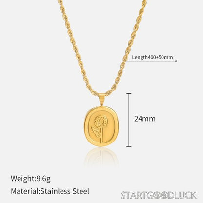Gold Pendant Necklace - Bohemian Style Statement Necklace