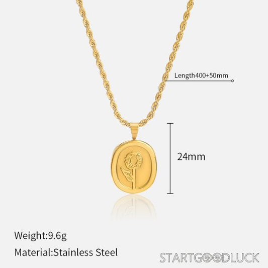 Gold Pendant Necklace - Bohemian Style Statement Necklace
