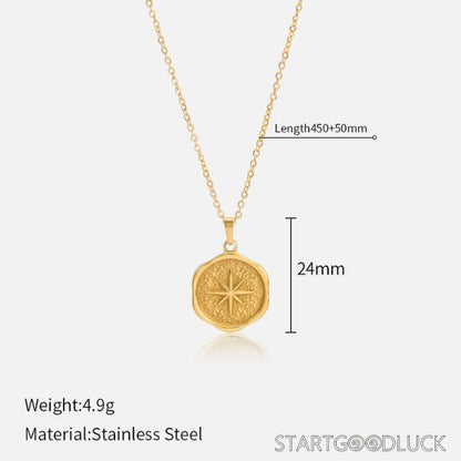 Gold Pendant Necklace - Bohemian Style Statement Necklace