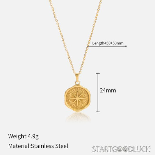 Gold Pendant Necklace - Bohemian Style Statement Necklace