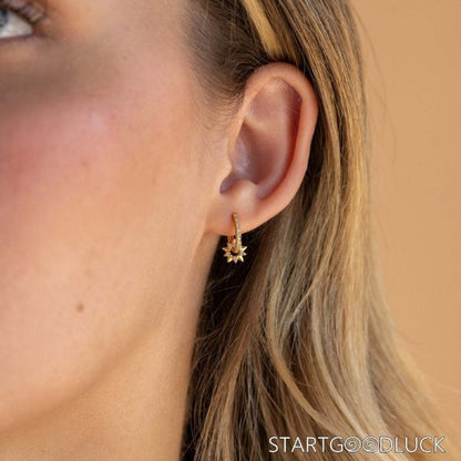 Gold Star Hoop Earrings - Diamond-Studded Chic for Daily & Party Looks