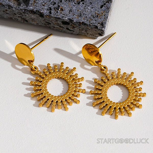 Gold Sunburst Earrings- Minimalist Statement Jewelry for Daily & Party Looks