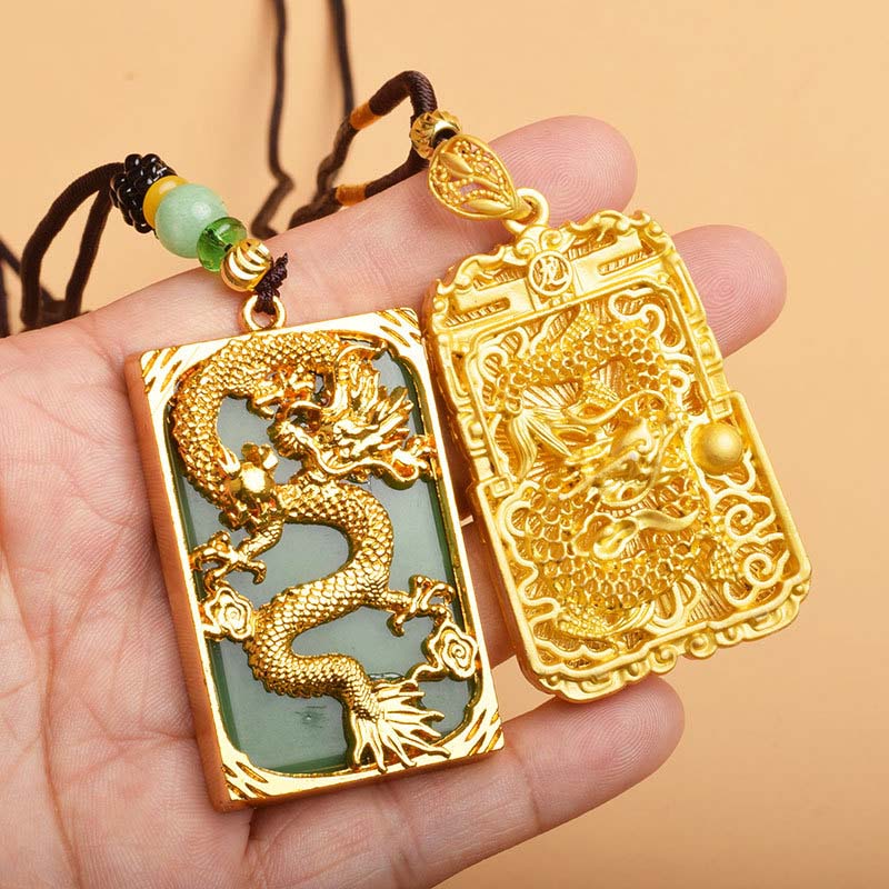 Gold - Plated Dragon Necklace - Traditional Lucky Charm Jewelry For Men